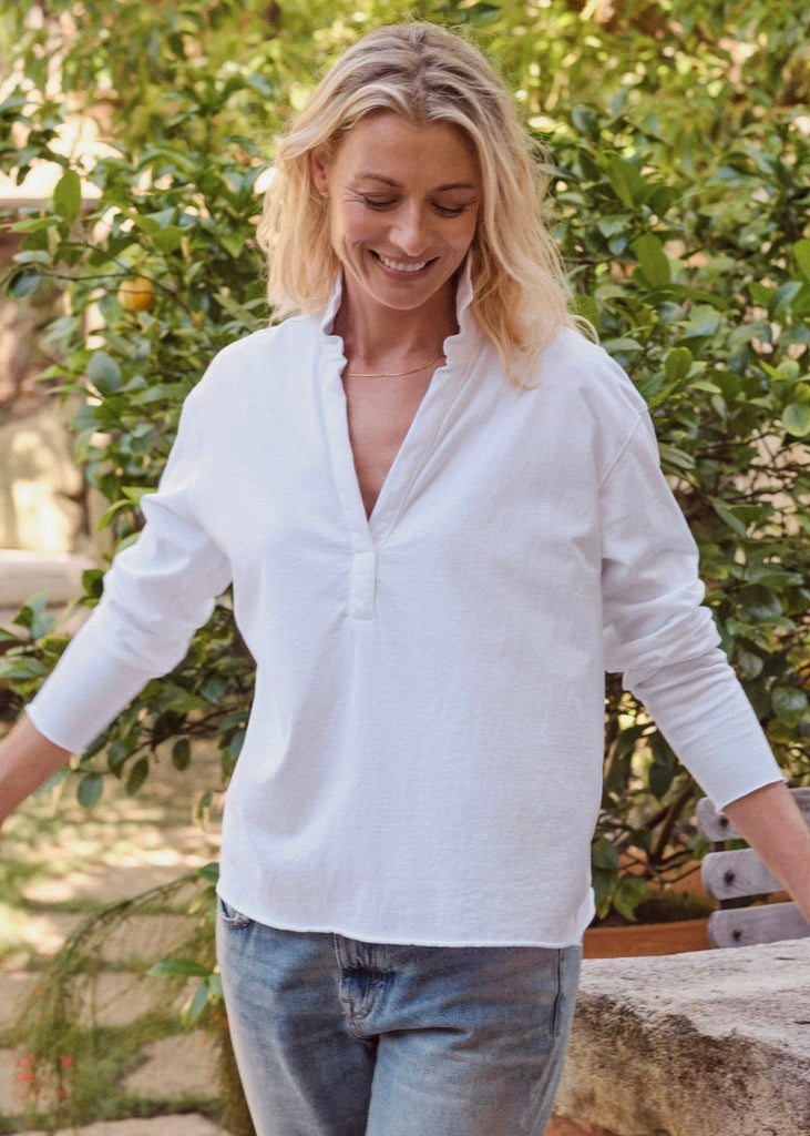 Frank & Eileen | Patrick Popover Henley in Heritage Jersey in Vintage White