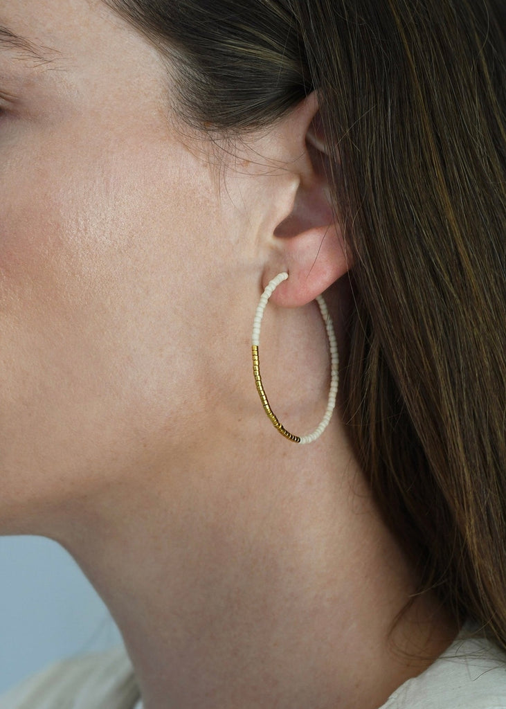 Sidai Designs | Large Hoop Earrings - Pink/Gold