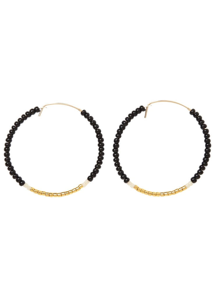 Sidai Designs | Small Hoop Earrings- Black/Gold/Cream