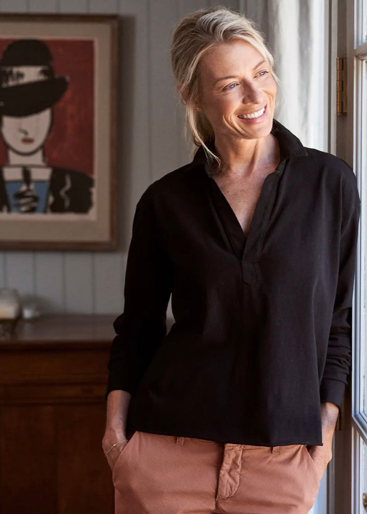 Frank & Eileen | Patrick Popover Henley in Heritage Jersey in Vintage White