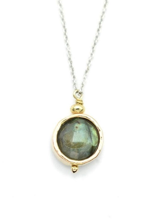 J&I Jewelry | Labradorite + 14kg Filled Necklace on Sterling Silver Chain