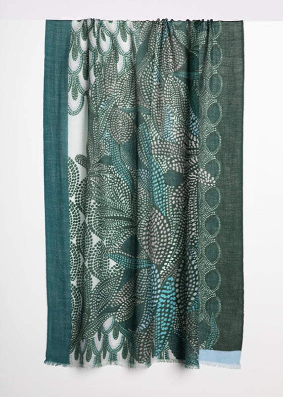 Kinross | Mosaic Foliage Print Scarf