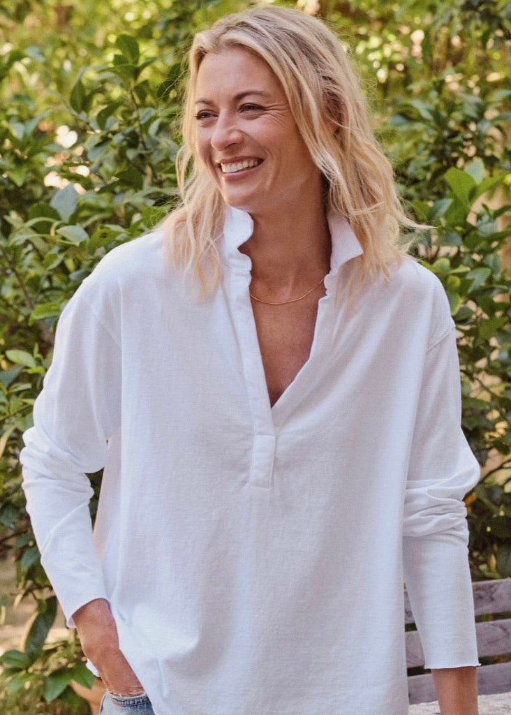 Frank & Eileen | Patrick Popover Henley in Heritage Jersey in Vintage White
