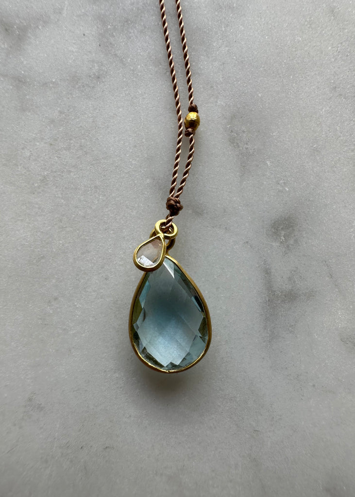 Margaret Solow | Blue Topaz + Diamond Necklace