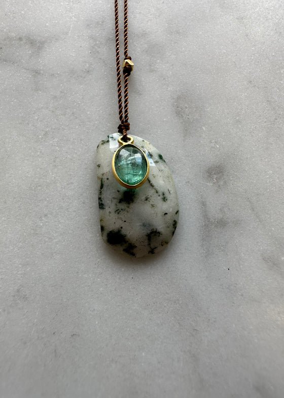 Margaret Solow | Quartz + Emerald Necklace 18k