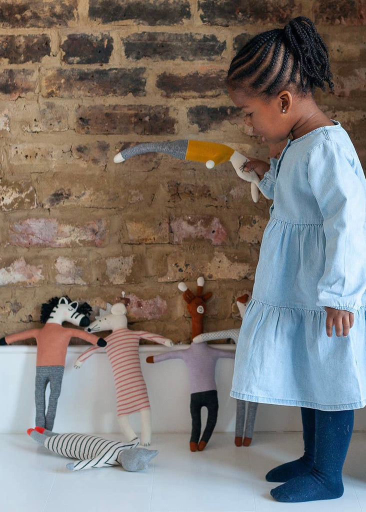 Sophie Home | Cotton Knit Soft Toy - Peach Zebra