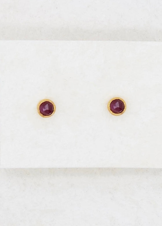 River Song | Indian Ruby Gem Dot Studs