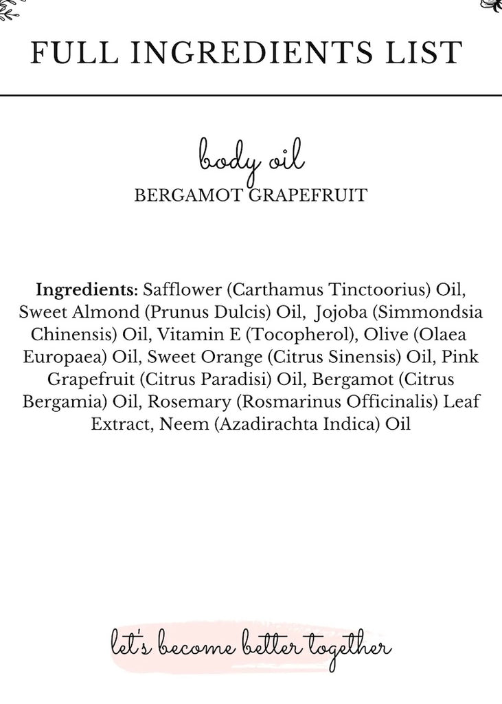 janegee | Bergamot Grapefruit Body Oil