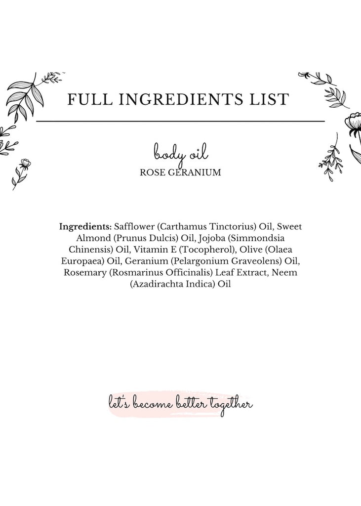 janegee | Rose Geranium Body Oil