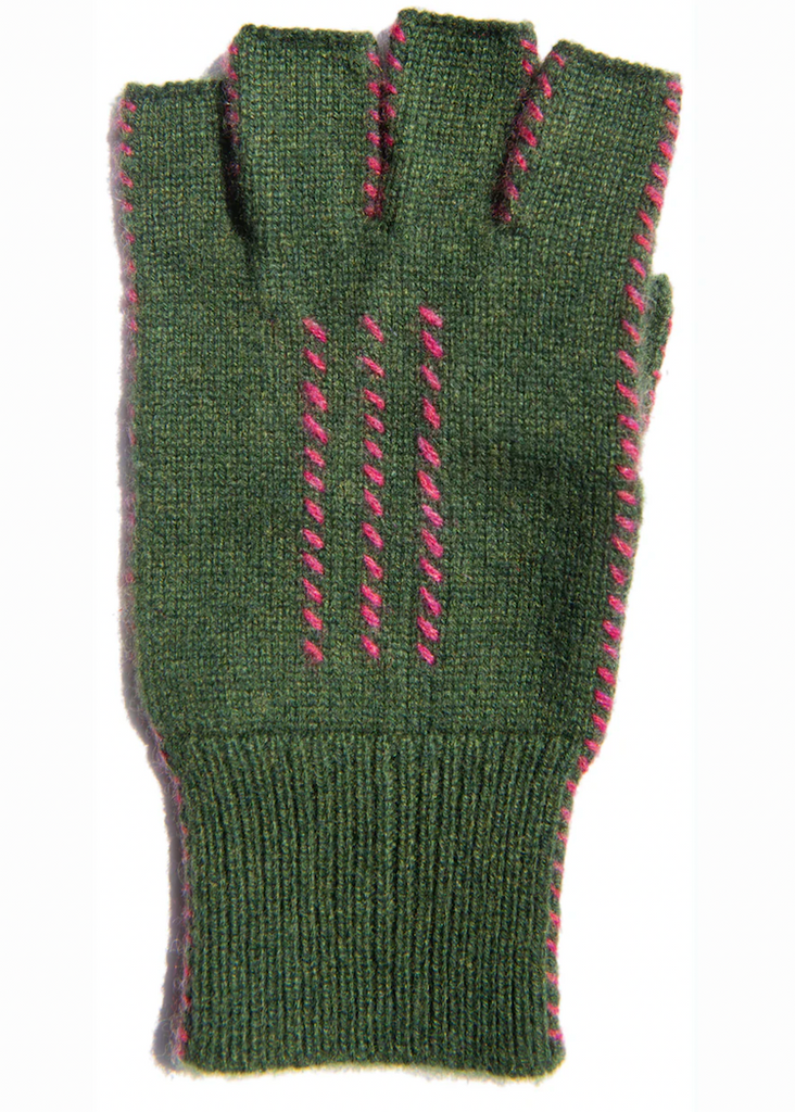 Meg Cohen | Cashmere Fingerless Stitch Glove Loden + Rose