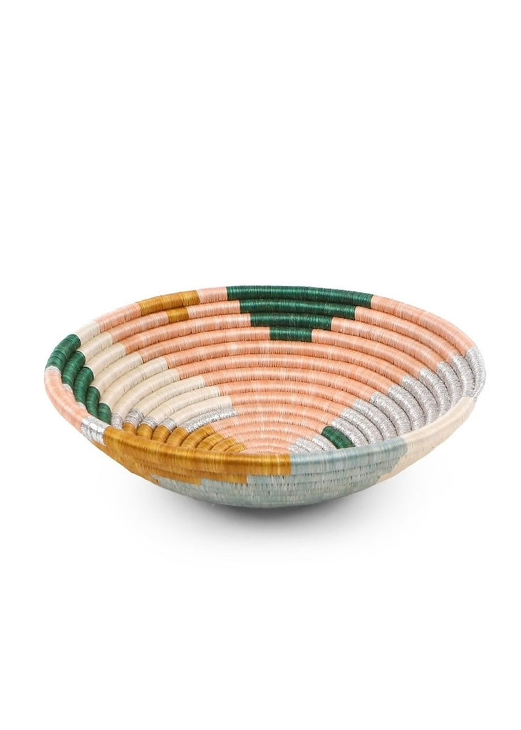 Woven Bowl | Blush | 12" Metallic Floret Kijani