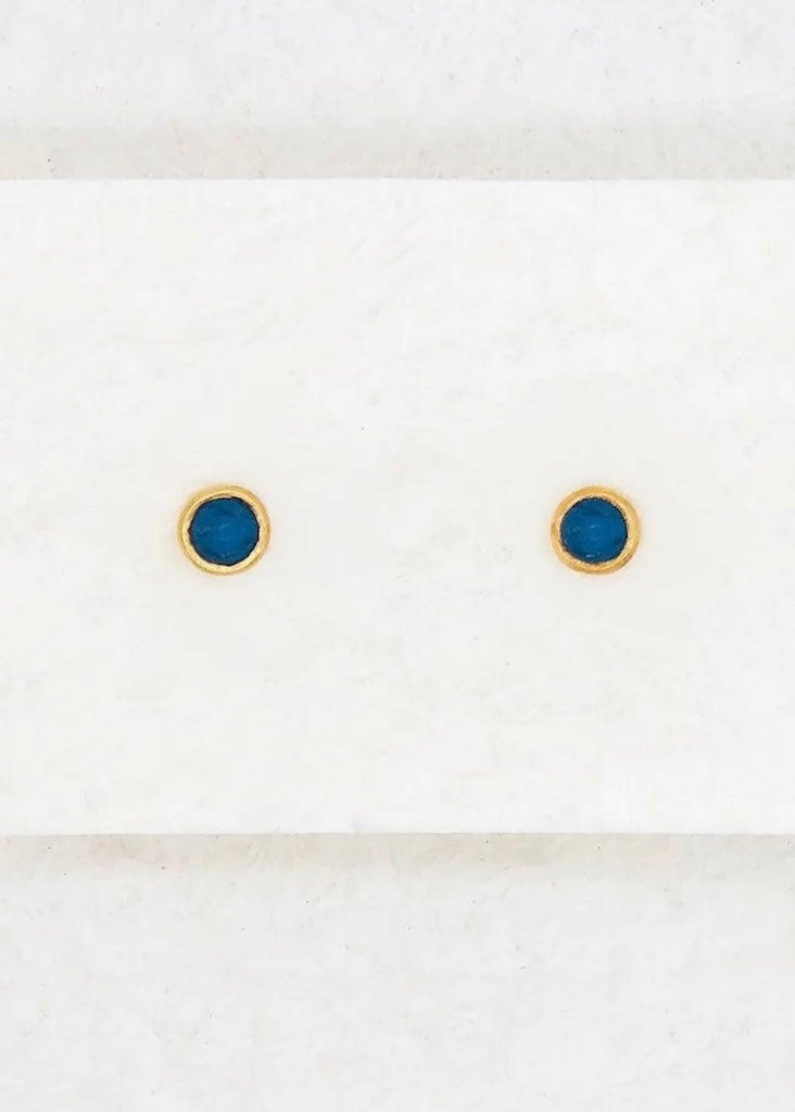 River Song | Neon Blue Apatite Gem Dot Studs
