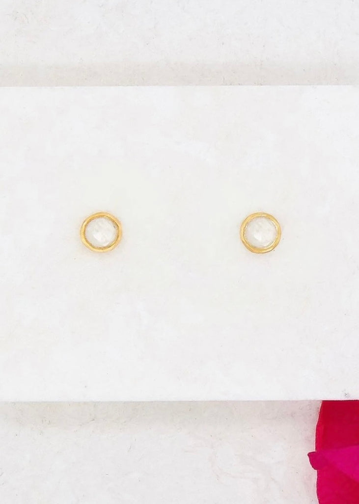 River Song | Rainbow Moonstone Gem Dot Studs