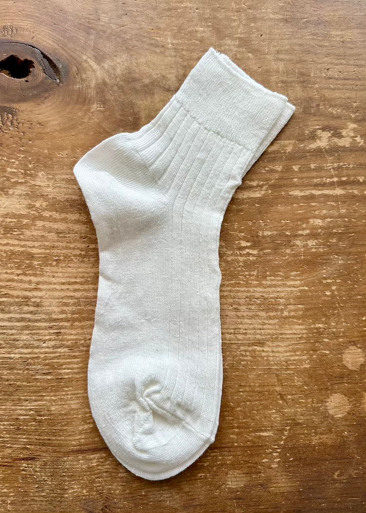 Linen Rib Socks Fine Knit White
