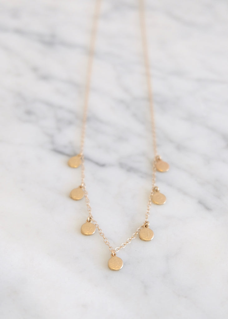 14k Gold Seven Disc Necklace