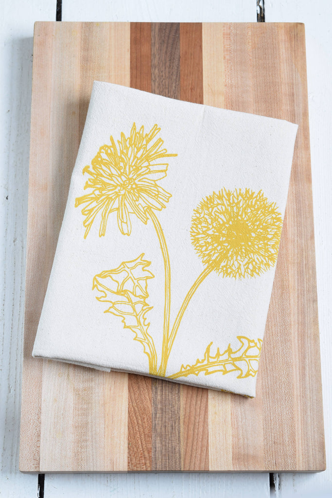 Organic Cotton Tea Towel | Dandelion in Mustard Yellow