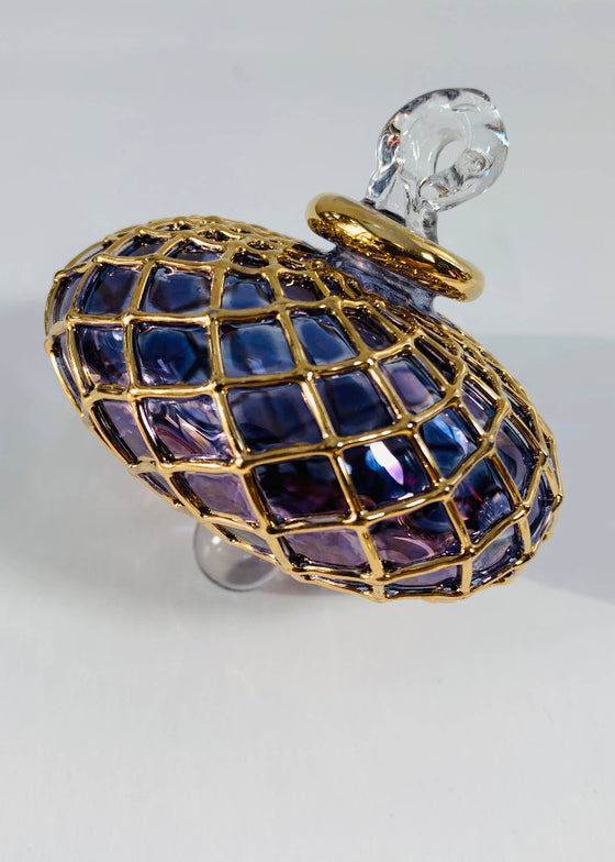 Blown Glass Small Ornament | Diamond Toupie | Purple