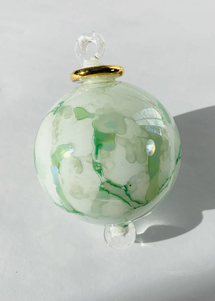 Blown Glass Small Ornament | Green Splash
