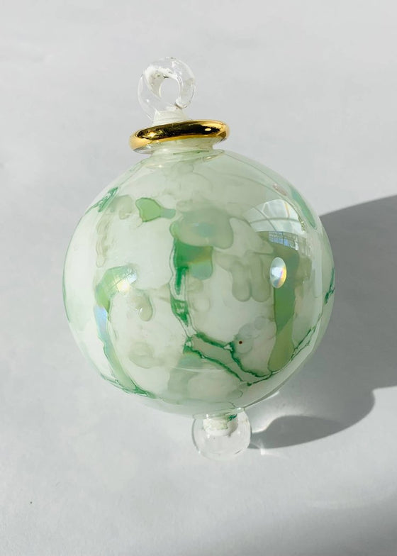 Blown Glass Small Ornament | Green Splash