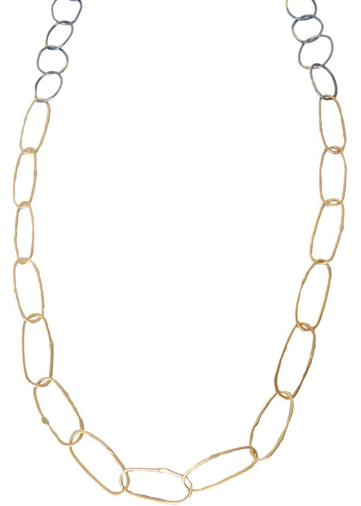 Kate Maller | Breezy Chain Link Necklace | 18K Gold + Oxidized Silver