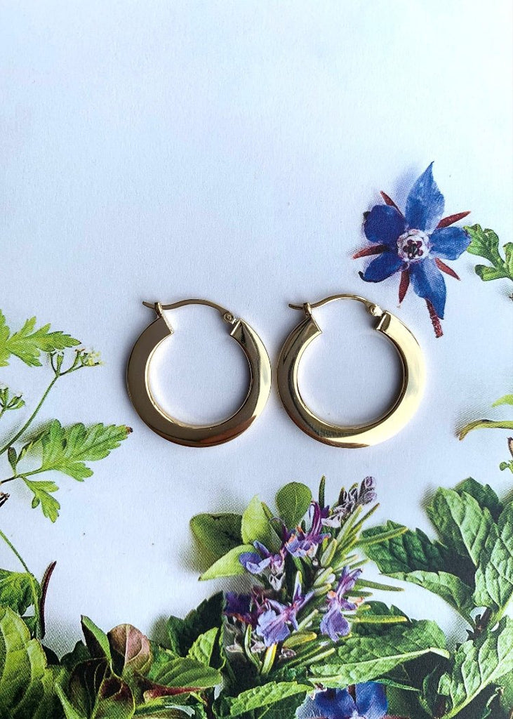 Carla Corp | 14k Gold 20mm Flat Hoop Earrings