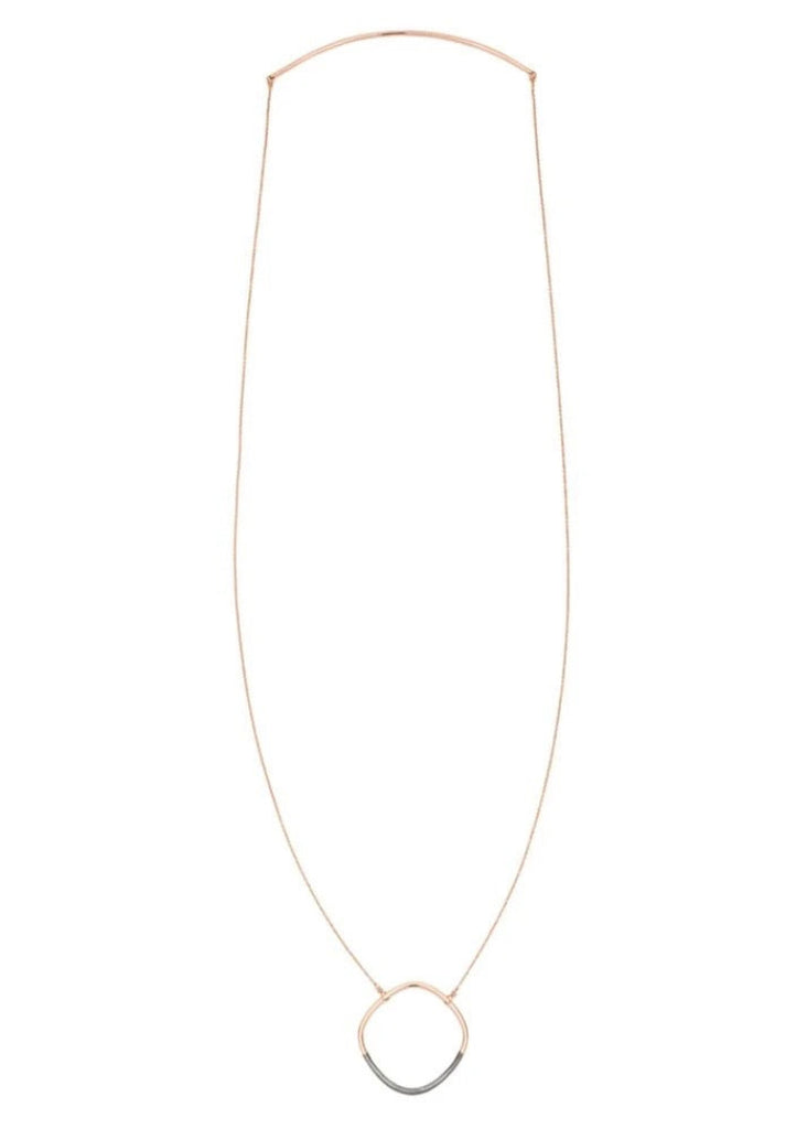 Colleen Mauer Designs | Long Black + Rose Gold Rounded Square Necklace
