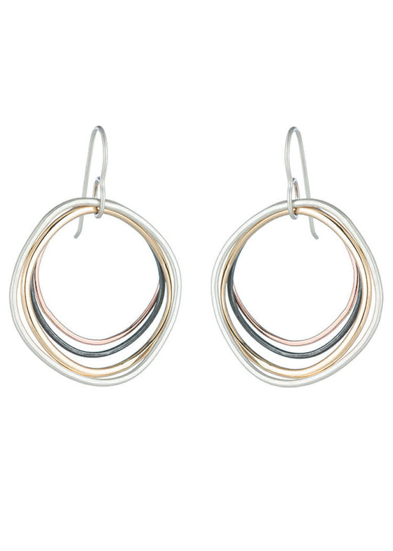Colleen Mauer | Multi Square Hoop Earrings | Rose & Yellow Gold + Sterling Silver + Black Silver