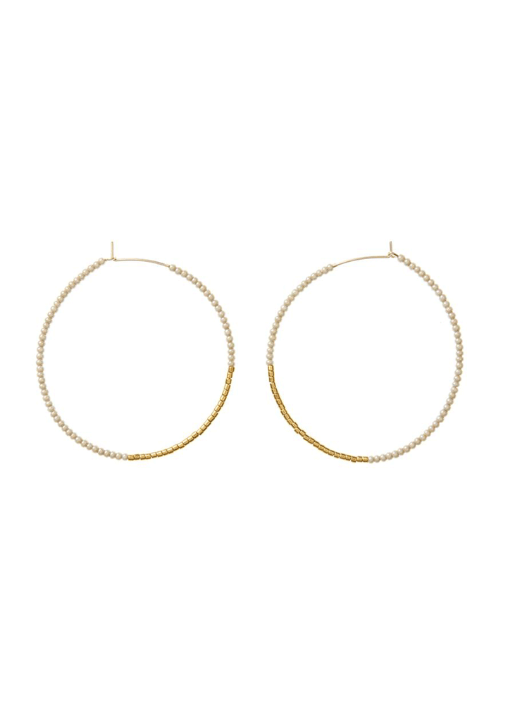 Sidai Designs | Large Hoop Earrings - Taupe/Gold