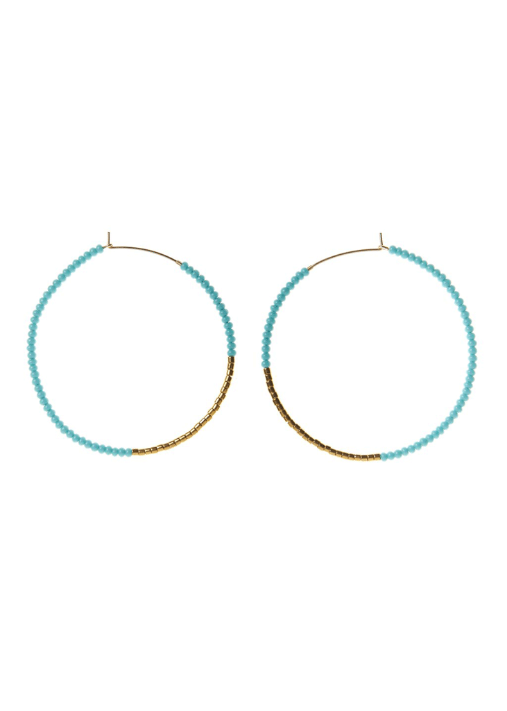 Sidai Designs | Large Hoop Earrings - Turquoise/Gold