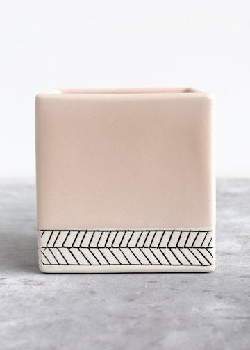 Elizabeth Benotti Ceramics | Square Herringbone Planter | Small | Summer Sweet