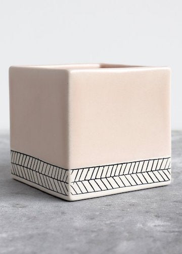 Elizabeth Benotti Ceramics | Square Herringbone Planter | Small | Summer Sweet