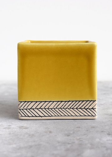 Elizabeth Benotti Ceramics | Square Herringbone Planter | Small | Day Break