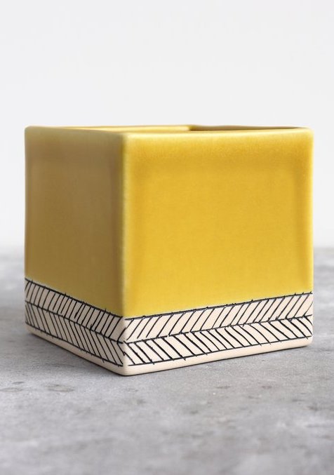 Elizabeth Benotti Ceramics | Square Herringbone Planter | Small | Day Break