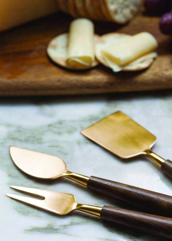 Gold + Wood Cheese Set