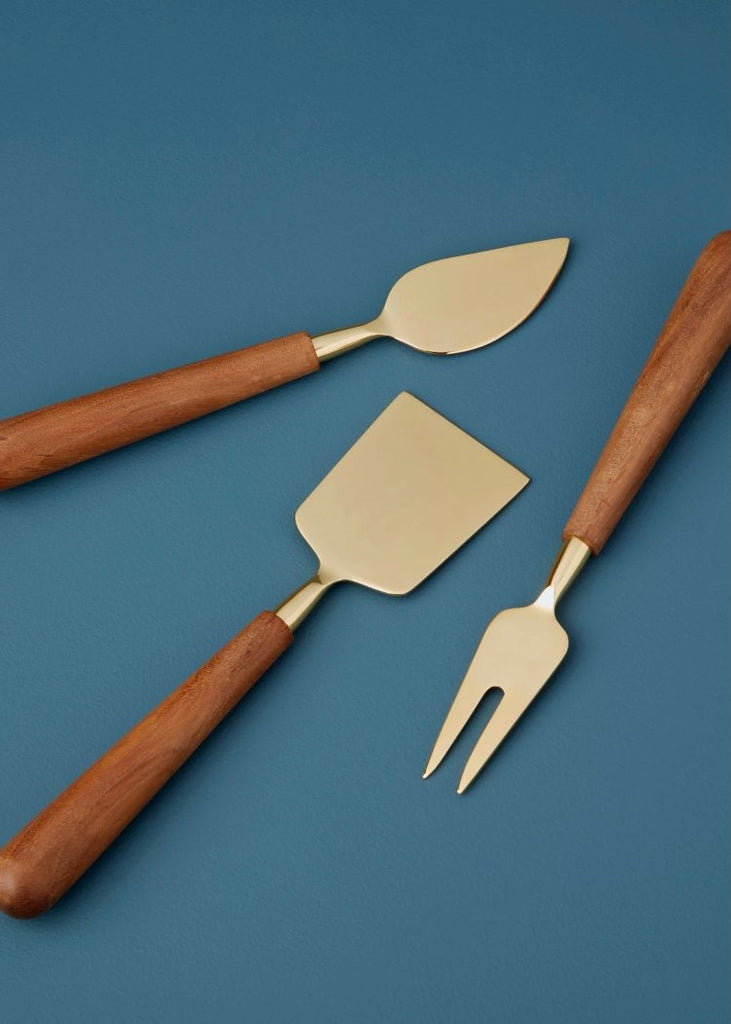 Gold + Wood Cheese Set