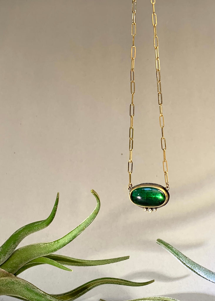 Ananda Khalsa | Oval Green Tourmaline Necklace