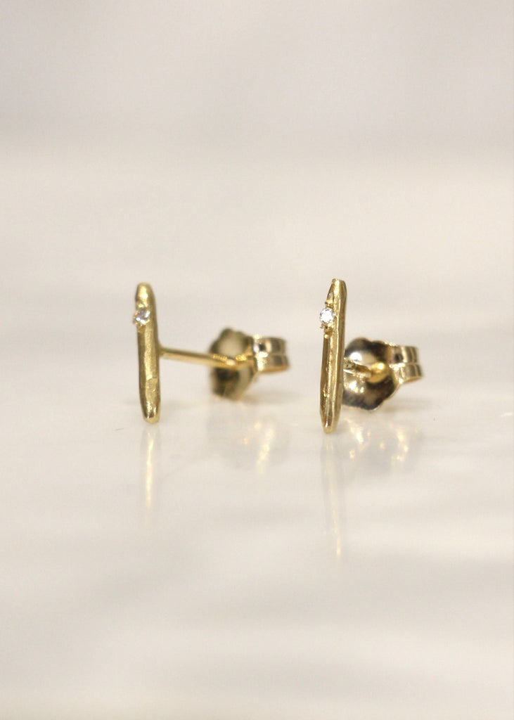 Victoria Cunningham | 14k Tiny Stick Earrings with Diamond
