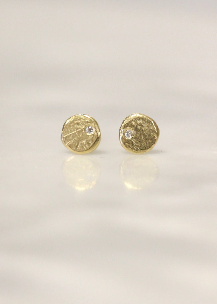 Victoria Cunningham | 14k Gold + Small Diamond Disc Earrings