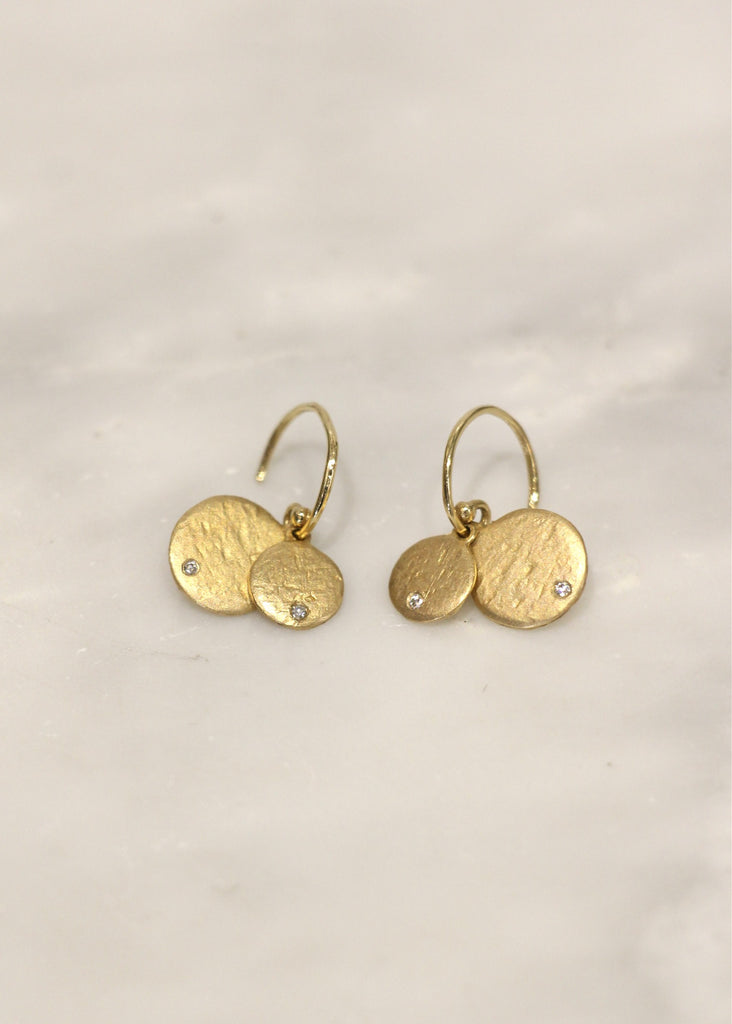 Victoria Cunningham | 14k Gold Double Disc + Diamond Earrings