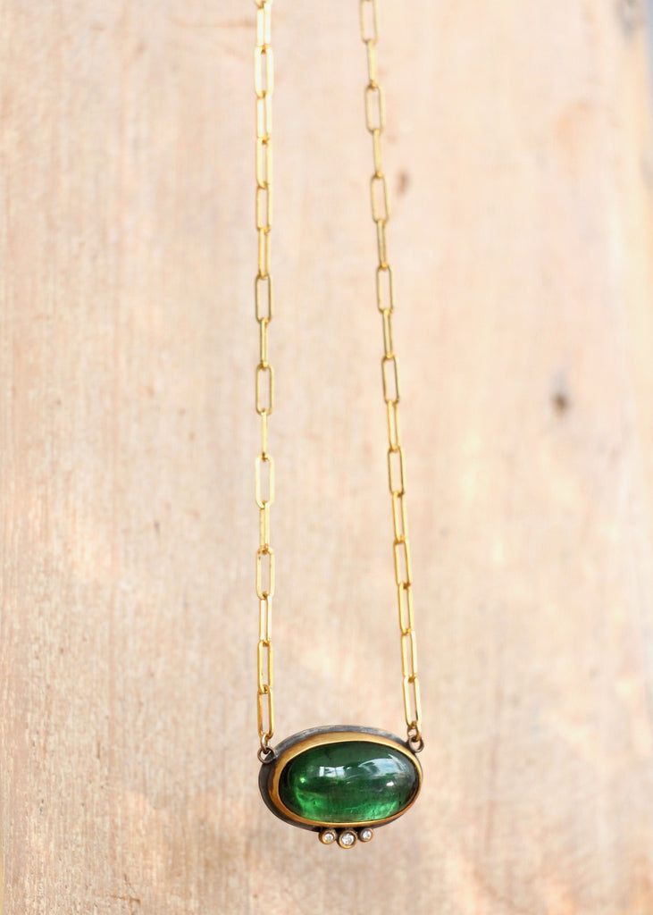 Ananda Khalsa | Oval Green Tourmaline Necklace