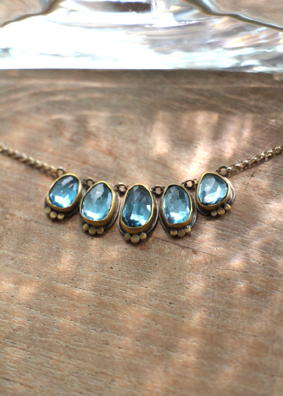 Ananda Khalsa | Rosecut 5 Stone London Blue Topaz Necklace