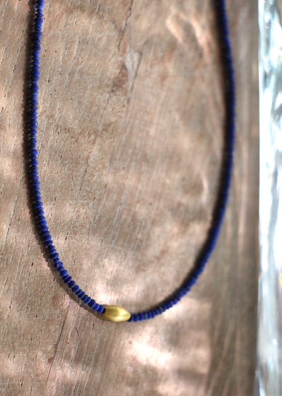 Ananda Khalsa | Beaded Lapis Roundelle Necklace