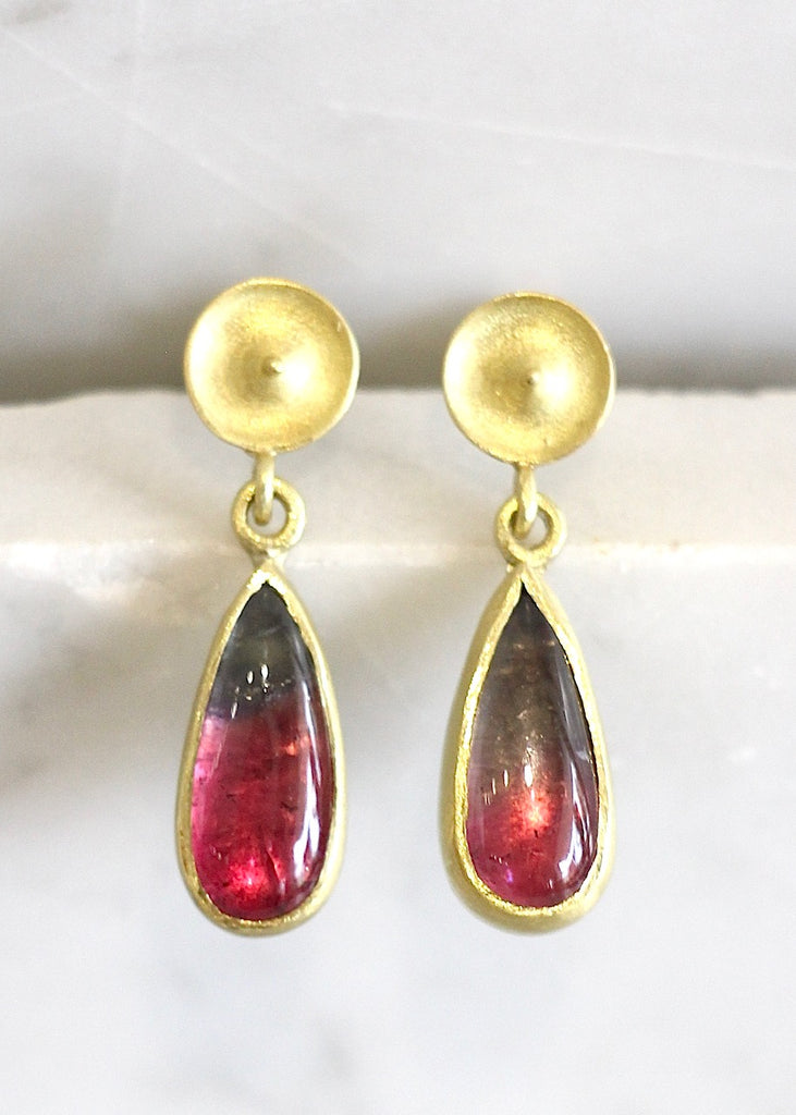 Judi Powers | Tourmaline Temple Drop Earrings - 14k