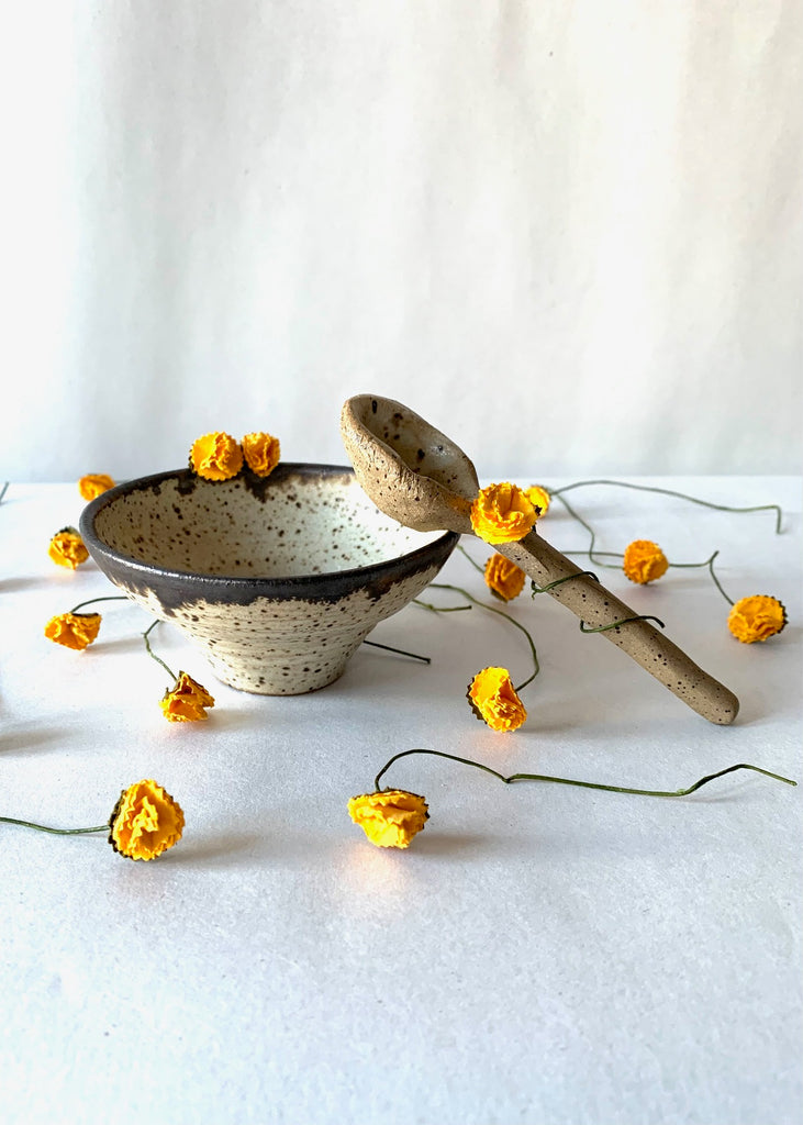 Gina DeSantis Ceramics | Luna Spoon + Spice Bowl Set - Sand
