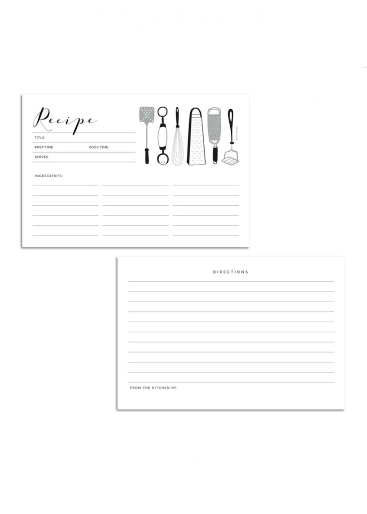 Hazelmade | Recipe Card Set Kitchen Utensils