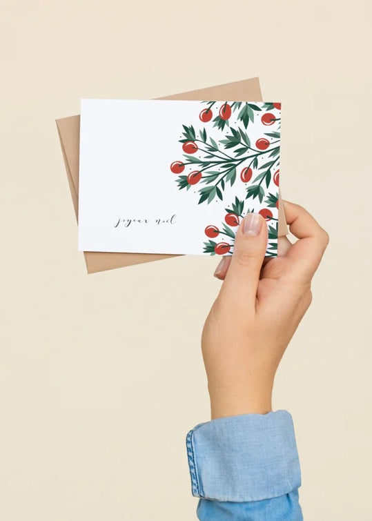 Hazelmade | Note Card "Joyeux Noel" Holly