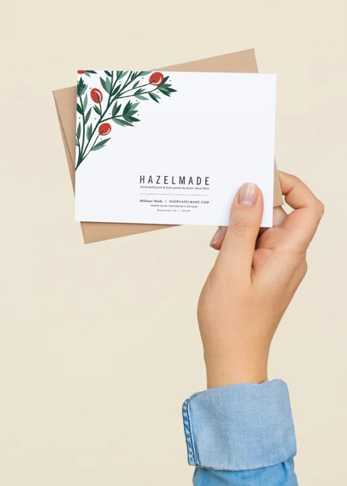 Hazelmade | Note Card "Joyeux Noel" Holly