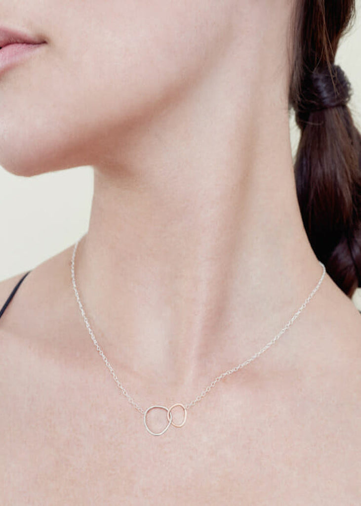 Colleen Mauer | Interlocking Necklace | 2 Loop Gold + Silver