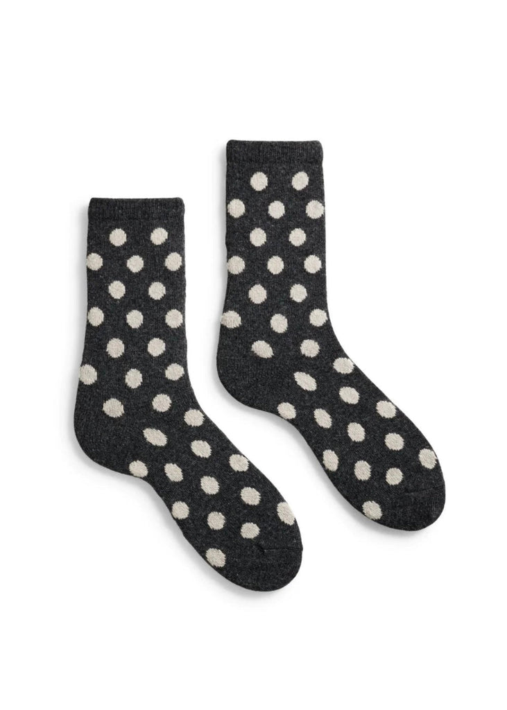 Lisa b. | Classic Dot Wool Cashmere Crew Socks | Charcoal