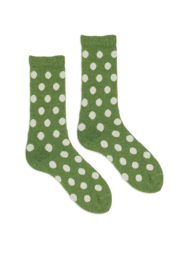 Lisa b. | Classic Dot Wool Cashmere Crew Socks | Peridot